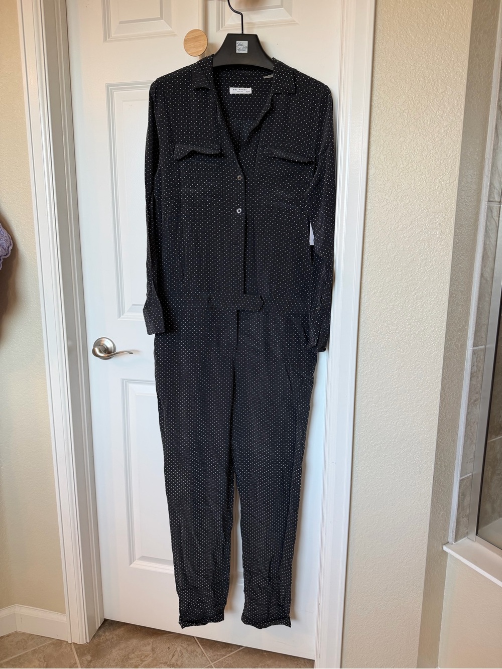 Equipment Femme Blaise 100% Silk Polka Dot Jumpsuit Black White XS NWT